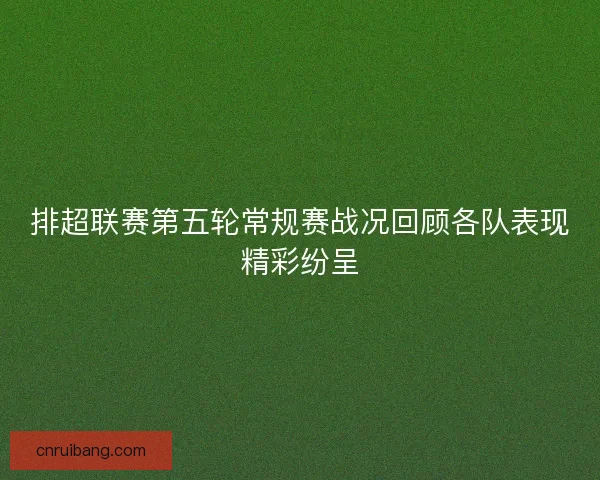排超联赛第五轮常规赛战况回顾各队表现精彩纷呈