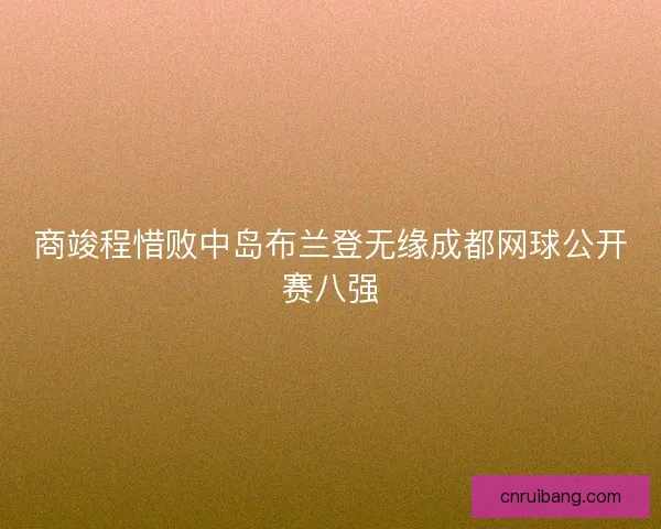 商竣程惜败中岛布兰登无缘成都网球公开赛八强